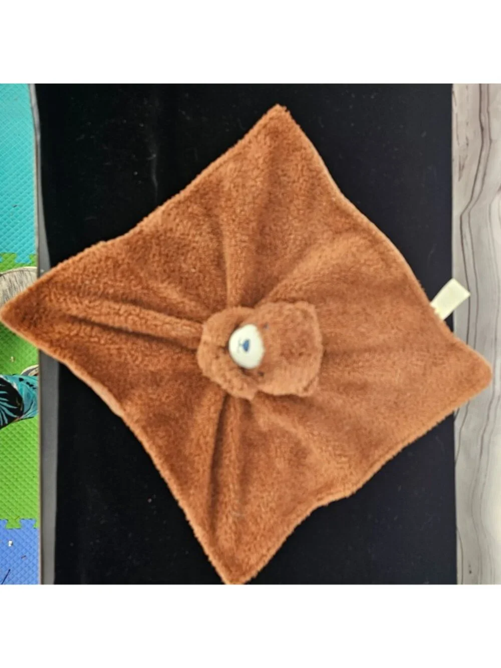 Carters Brown Baby Lovey Blanket With Bear Plush Head Soft Textured Fabric